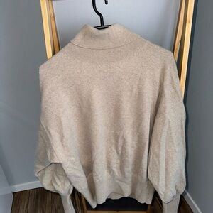 Massimo Dutti Stone Beige Mock Neck Sweater